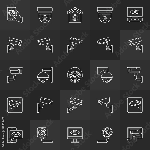 CCTV camera icons. Vector security camera signs