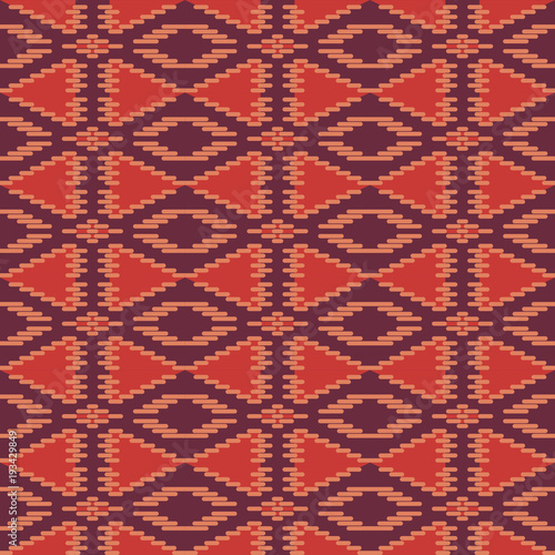 Seamless background southeast Asian retro aboriginal traditional art textile pattern cross line diamond check geometry