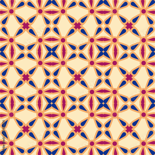 Seamless background southeast Asian retro aboriginal traditional art textile pattern curve round cross frame flower