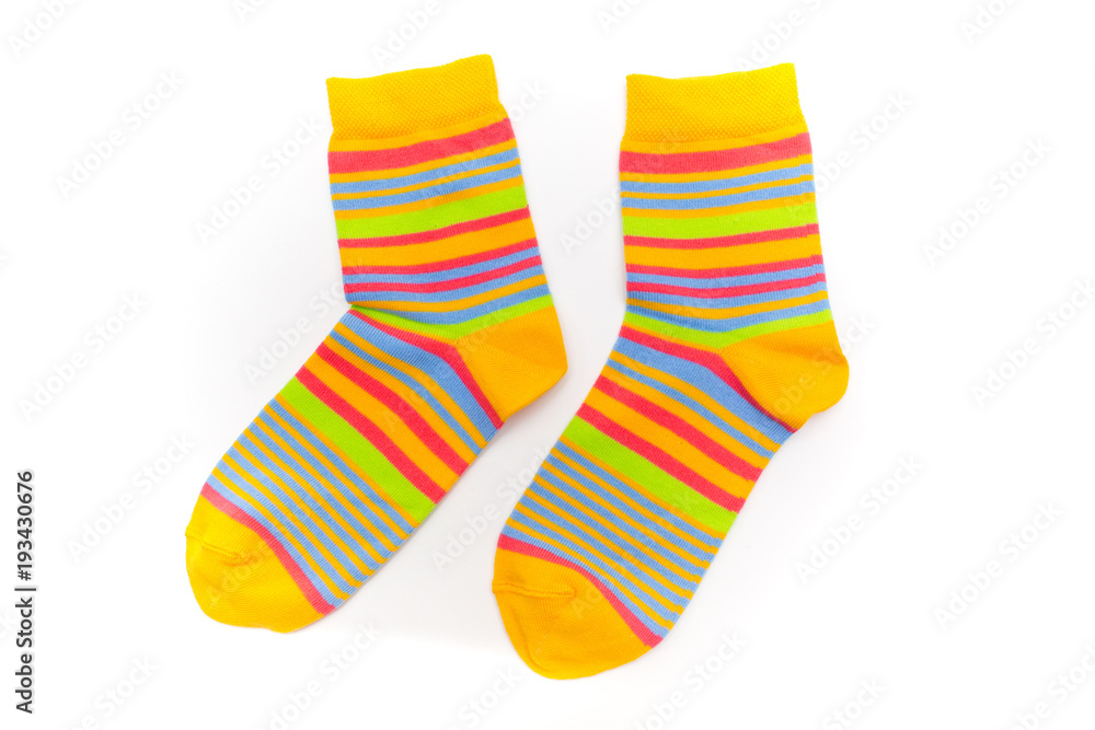 Striped socks on a white background. Striped socks on a white background.