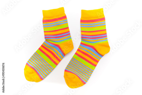 Striped socks on a white background.