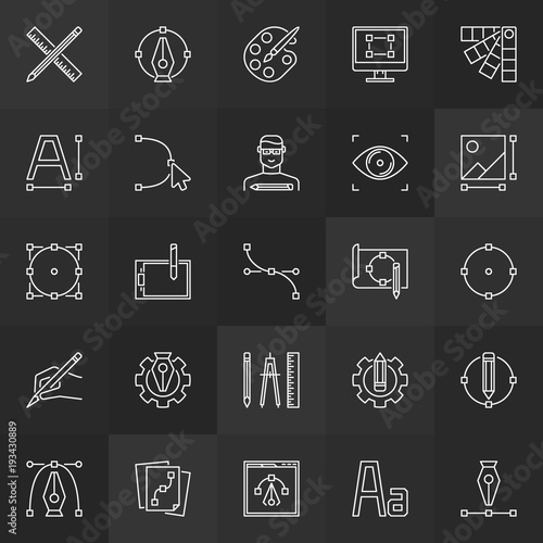 Design and graphics linear icons vector collection 