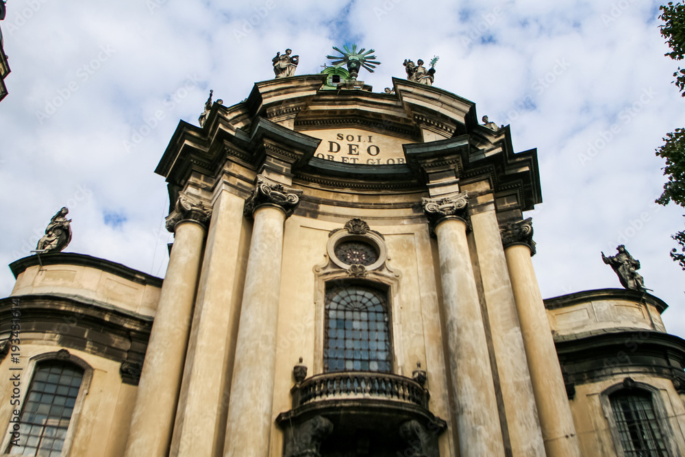 Main Facade of old Dominic Cathedral by Trees