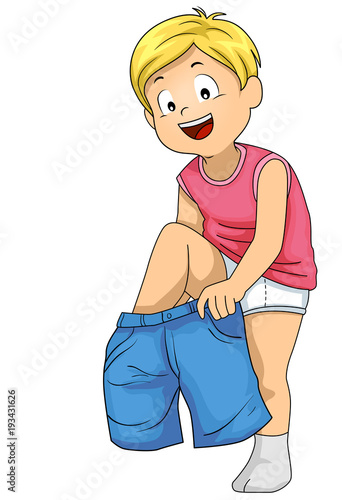 Kid Boy Wearing Shorts Illustration