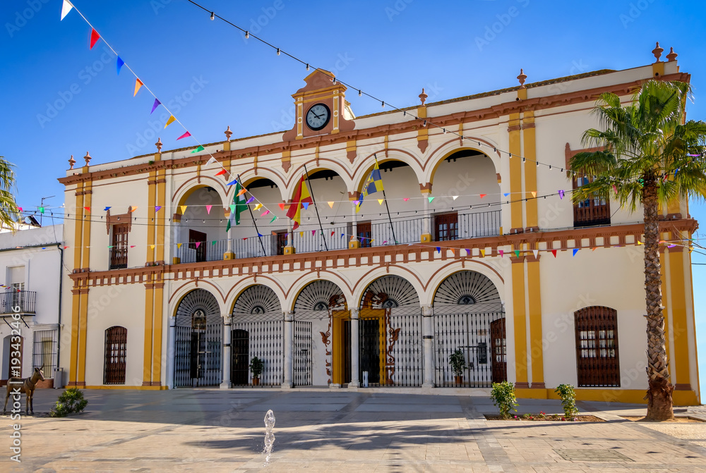 View of Moguer town hall building in Andalusia, Spain.