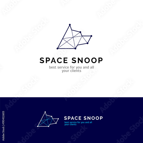 Dog head logo in line style. Constellation vector company symbol