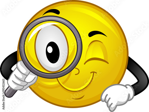 Mascot Smiley Magnifying Glass Illustration