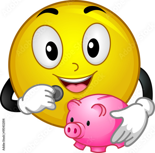 Mascot Smiley Piggy Bank Il...