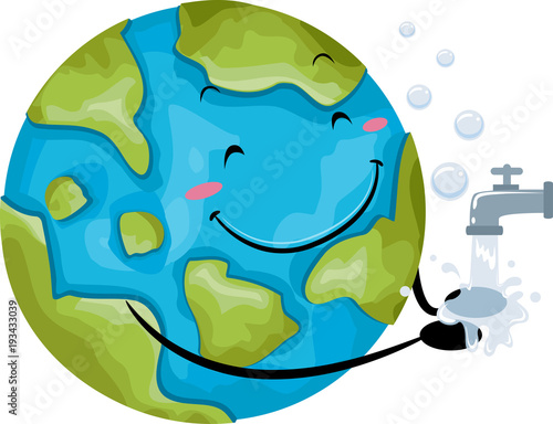 Mascot Globe Hand Wash Illustration