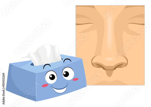 Mascot Tissue Nose Hygiene Illustration