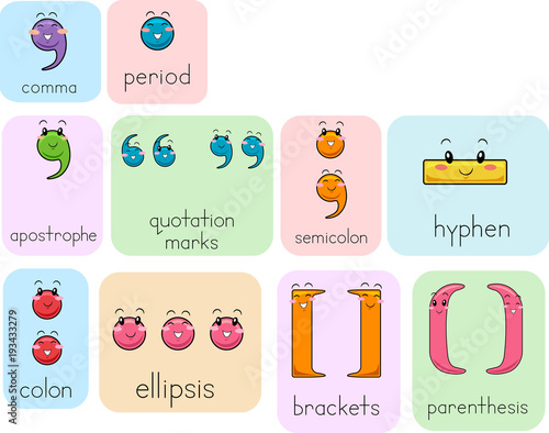 Mascots Punctuation Marks Illustration