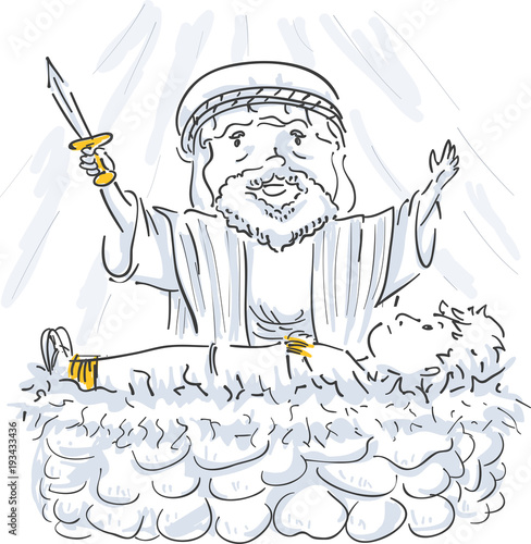 Man Abraham Sacrifice Illustration