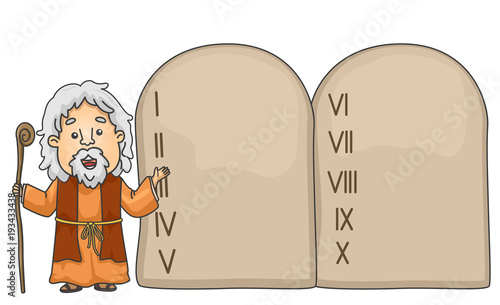 Man Moses Tablet Commandments Illustration