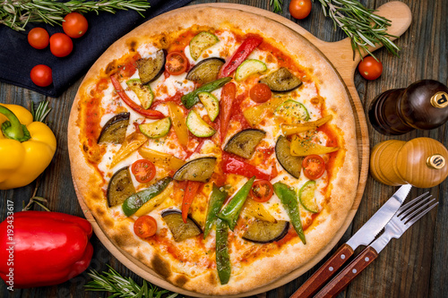 Pizza with vegetables vegetarian photo