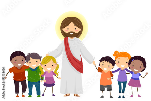 Man Jesus Stickman Kids Illustration