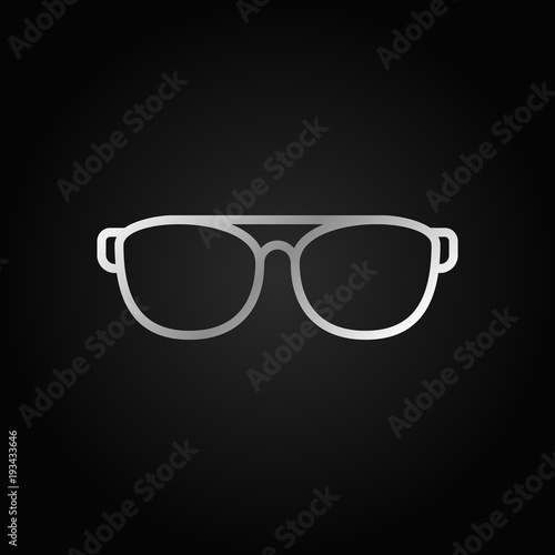 Glasses vector silver icon on dark background