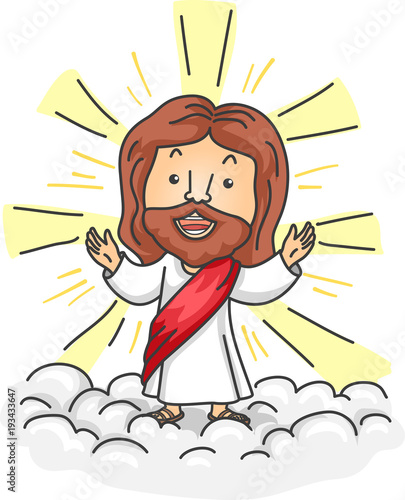 Man Jesus Clouds Illustration