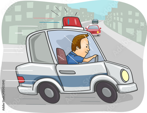 Man Police Chasing Illustra...