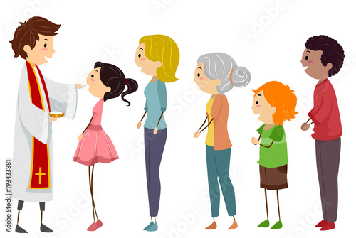 Man Priest Stickman Holy Communion Illustration