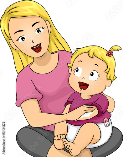 Girl Mom Baby Lotion Insect Repellent Illustration