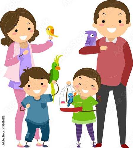 Stickman Family Bird Pet Il...