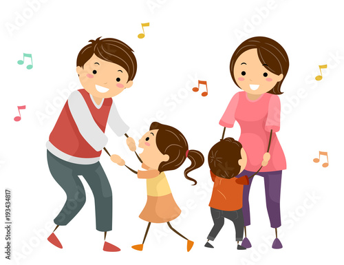 Stickman Family Dancing Illustration