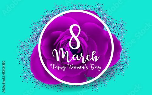 8 march modern background design with flowers. Happy women's day stylish greeting card with cherry blossoms.