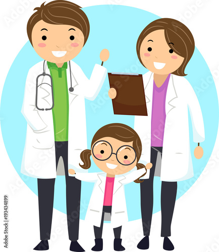 Stickman Family Doctors Illustration