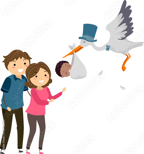 Stickman Adoptive Family Illustration
