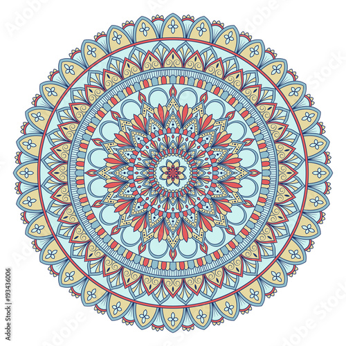 Ethnic ornamental mandala. Decorative design element. Hand drawn vector illustration