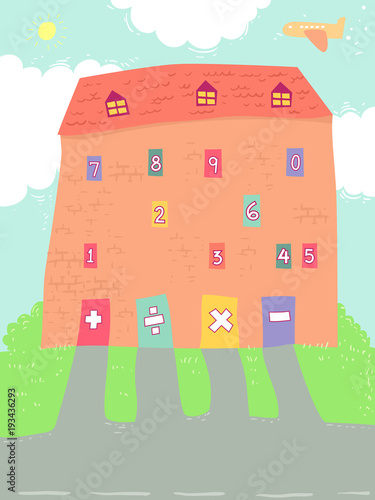Big House Math Numbers Illustration