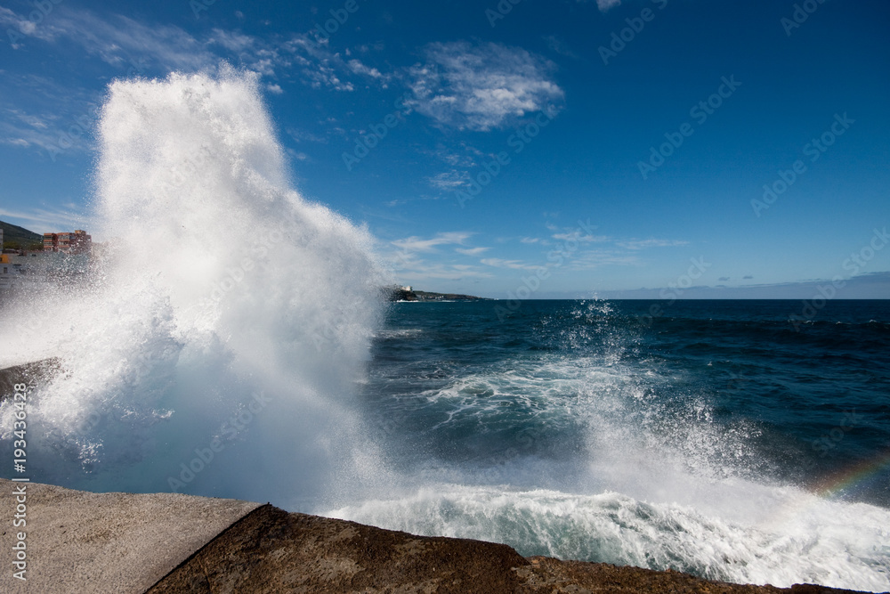 breaking seawater, Bajamar, Tenerife, Spain