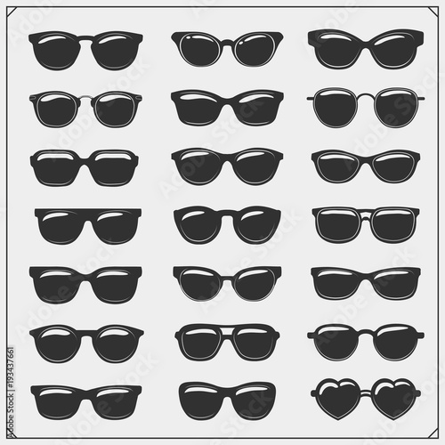 Vector set of sunglasses silhouette.