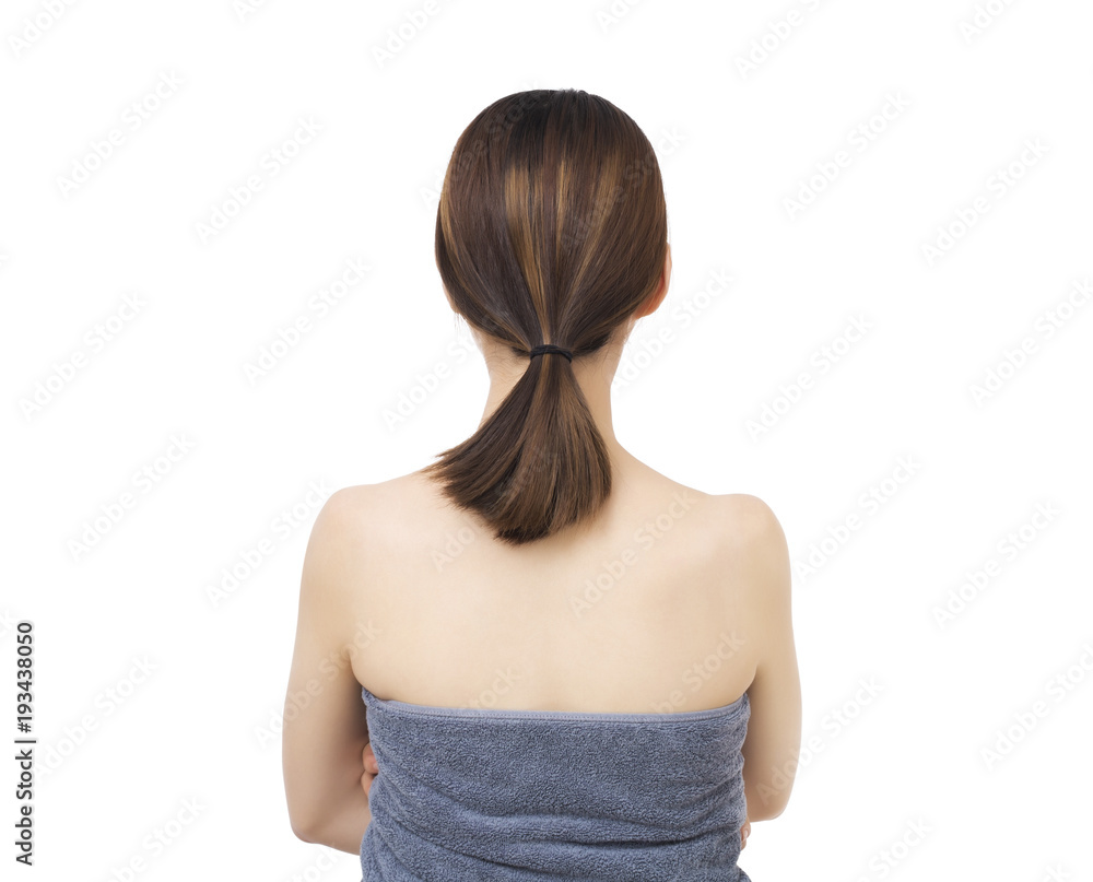 Naklejka premium Woman back on white background