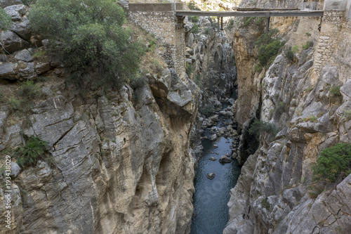 View from a mountain hiking trail Caminito del Rey. El Chorro. Province of Malaga. Spain.