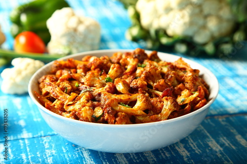 Homemade pepper roasted cauliflower with garlic,