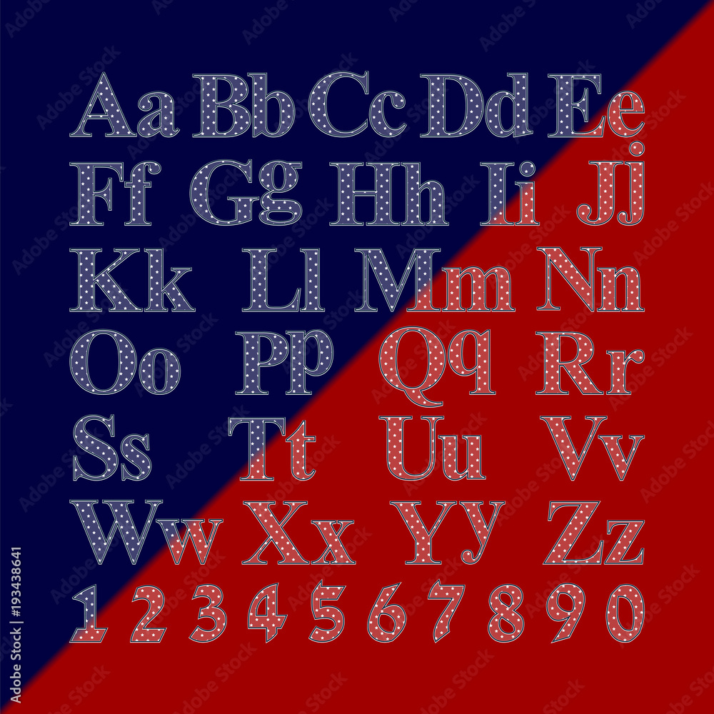 Obraz premium Transparent alphabet. Latin transparent alphabet with stars. Isolated on a dark background. EPS10