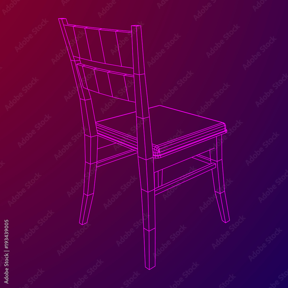 Chair with backrest wireframe low poly mesh vector illustration Chair with backrest wireframe low poly mesh vector illustration