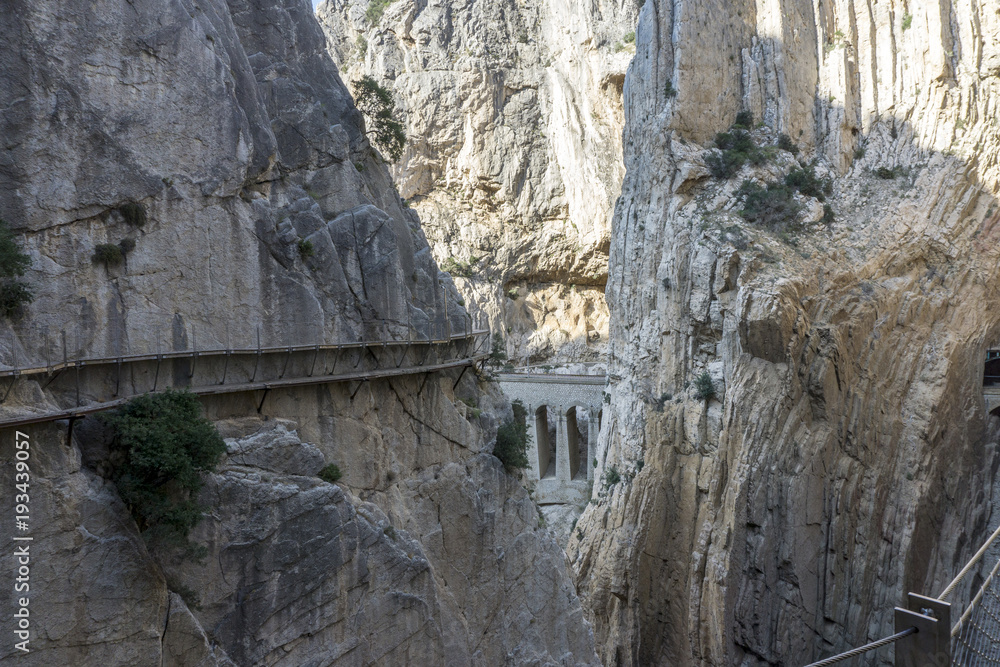 View from a mountain hiking trail Caminito del Rey. El Chorro. Province of Malaga. Spain. View from a mountain hiking trail Caminito del Rey. El Chorro. Province of Malaga. Spain.