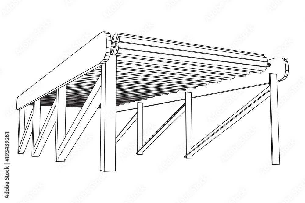 Regular empty roller conveyor section. wireframe low poly mesh vector illustration Regular empty roller conveyor section. wireframe low poly mesh vector illustration
