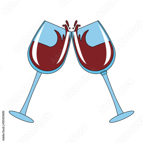 Wine cups toast icon vector illustration graphic design