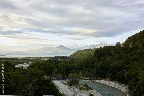 Chacabuco River Flowing into Carretera Lake in Patagonia, Chile