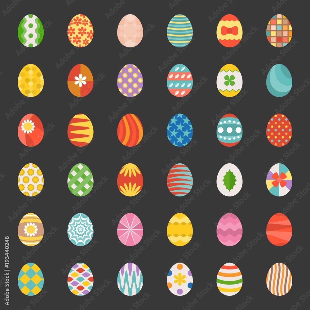 easter eggs set 3, flat design easter eggs set 3, flat design