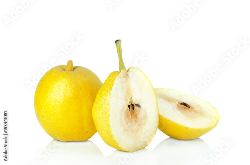pear slice isolate on white background