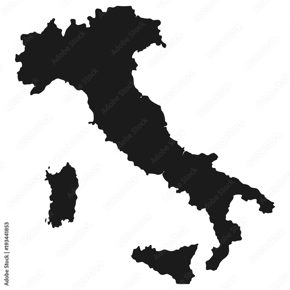 Map of Italy in gray on a white background Map of Italy in gray on a white background