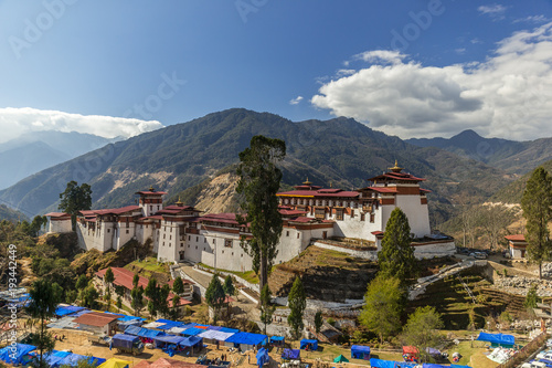 View of Trongsa Dzong in Bumthang, Bhutan, Asia. photo