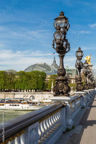The Alexander III Bridge across Seine river in Paris, France