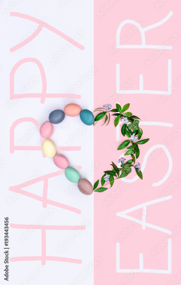 a festive Easter composition. view from above. concept of the spring and the feast of the Passover a festive Easter composition. view from above. concept of the spring and the feast of the Passover