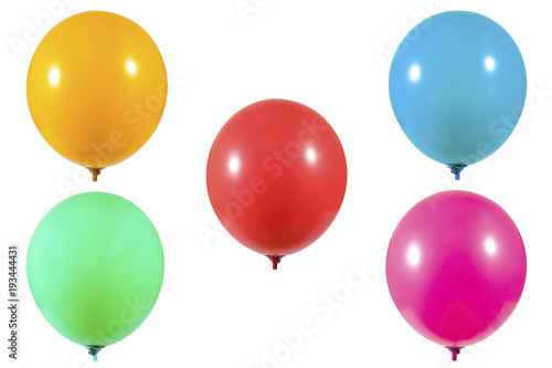 Group of colorful balloons isolated on white background.