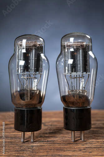 Vintage vacuum tubes . Old electronic devices for radio and Hi-Fi Amplifiers photo